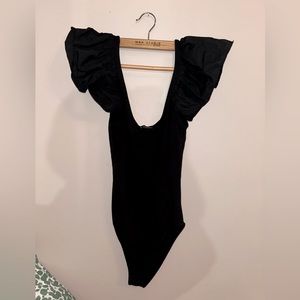 ZARA RUFFLE SLEEVE BODY SUIT